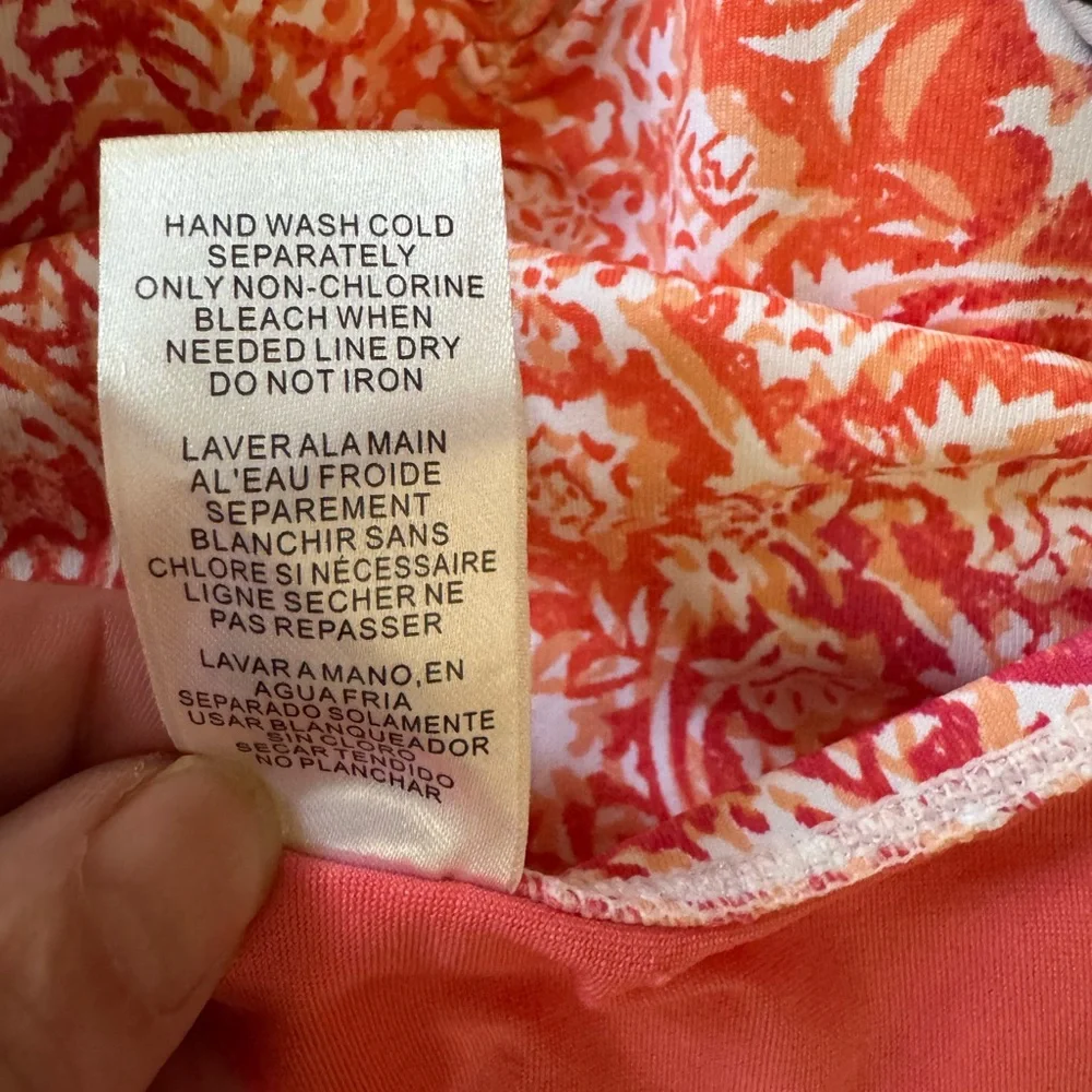 Tommy Bahama Sz 8 Shirred Bandeau Coral One‎ Piece Swimsuit Slimming Resortwear